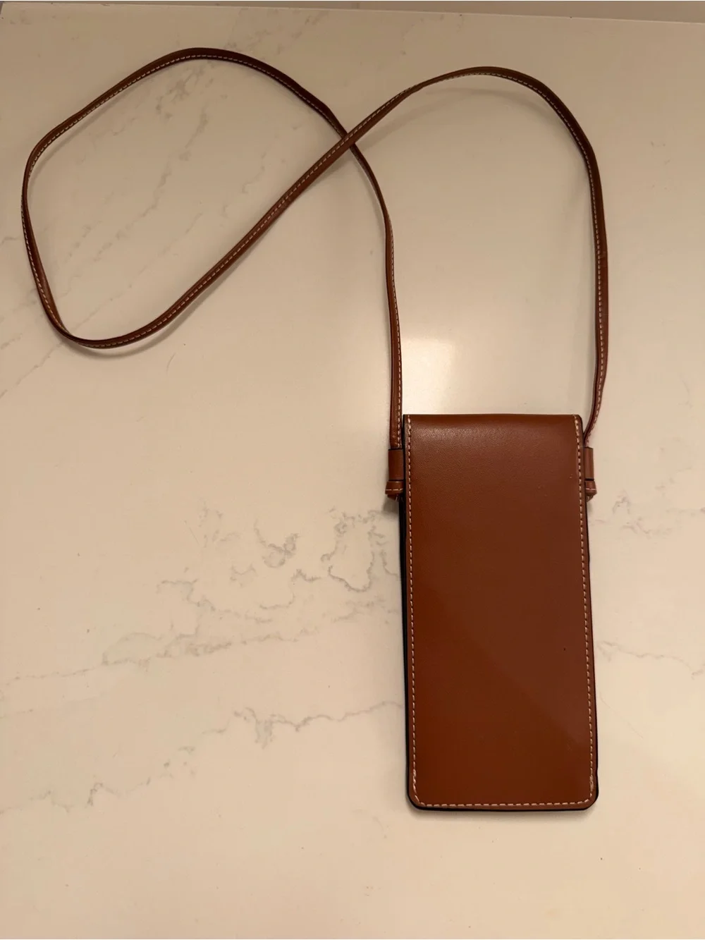 Celine Calfskin Leather Phone Pouch Tan with Flap